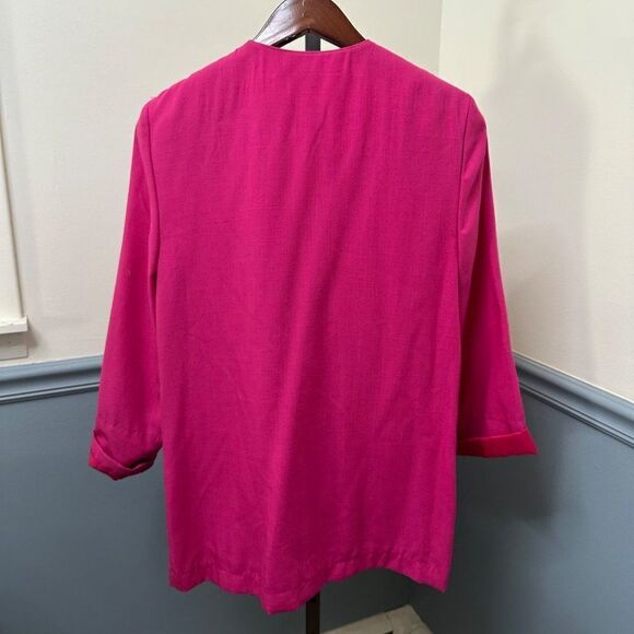 Vintage Lauren Gray Barbie Pink Single Button Boxy Blazer Jacket Size 8 - Picture 5 of 5